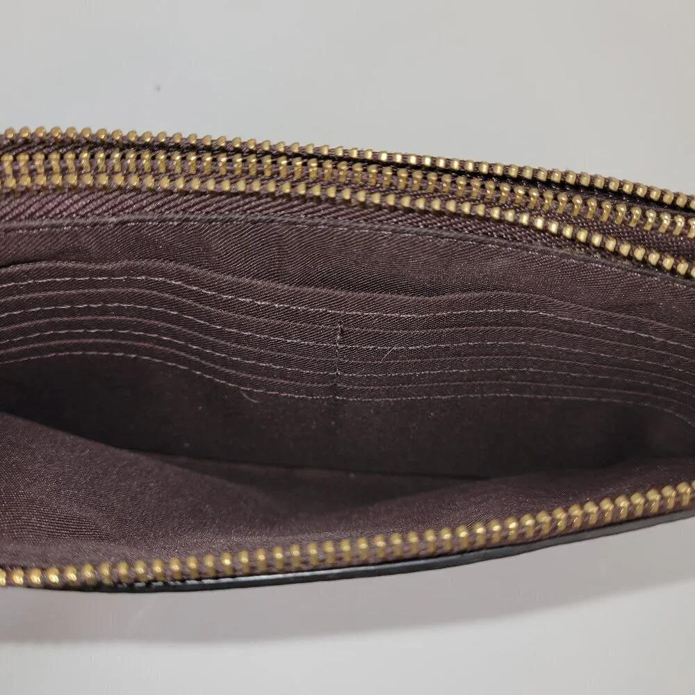 Coach Double Zip Brown Pebble Leather Wallet Wristlet Style Number 54052 - Picture 4 of 8
